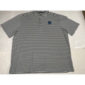 Cutter & Buck UNC Tar Heels Alumni Polo Shirt Men's XL Blue White Striped Golf